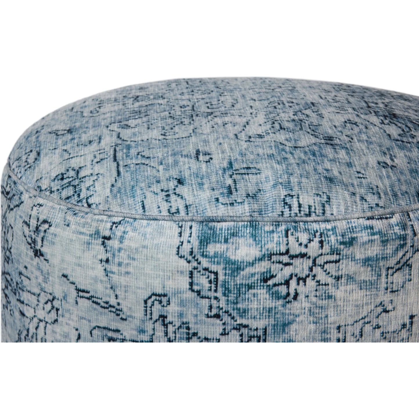 003 SI-2455434 | Closeup | LPF559 Pouf by Loloi in slate. Made from 100% polyester in a traditional style.