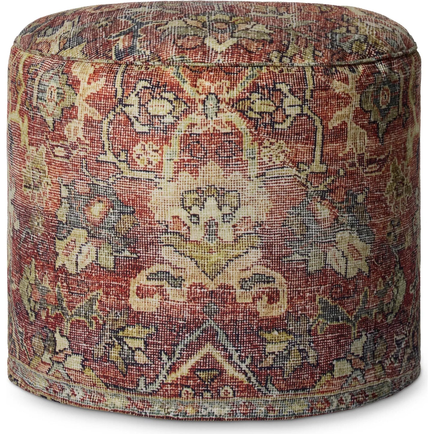 001 SI-2455435 | Primary Silo | LPFLAY2 Pouf by Loloi in spice. Made from 100% polyester in a traditional style.