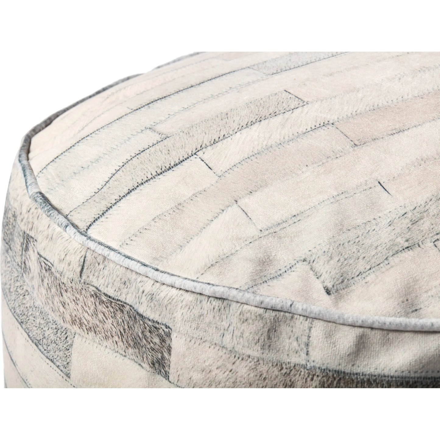 002 SI-2455463 | Closeup | PF0002 Pouf by Loloi in ivory, grey. Made from 100% polyester in a cottage & farmhouse style.