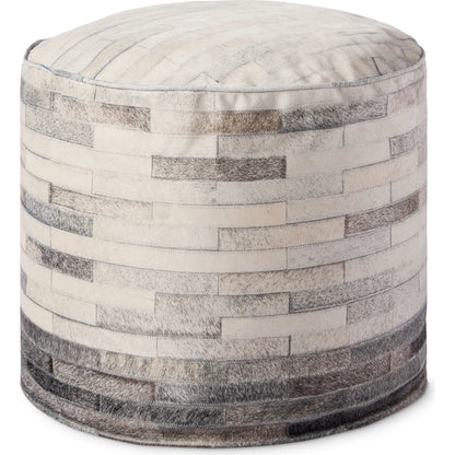 PF0002 Pouf by Loloi in ivory, grey. Made from 100% polyester in a cottage & farmhouse style.