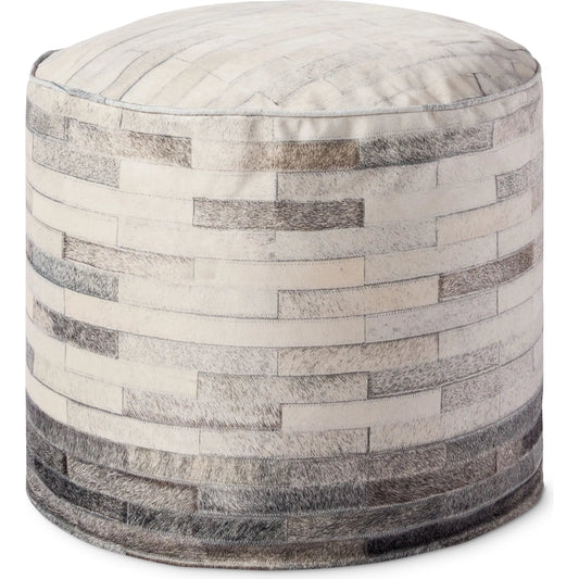 PF0002 Pouf by Loloi in ivory, grey. Made from 100% polyester in a cottage & farmhouse style.