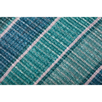 PF0010 Pouf by Loloi in lagoon, blue. Made from 100% polyester in a coastal style.