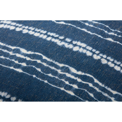 PF0007 Pouf by Loloi in indigo, ivory. Made from polyester, linen in a modern style.