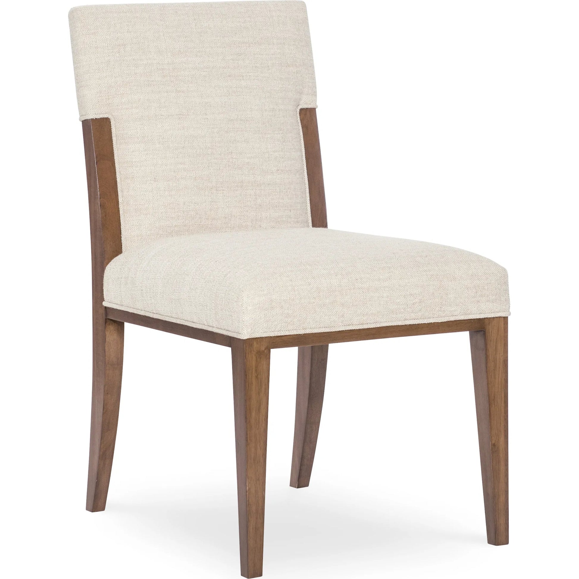 Eleana Dining Chair by Hooker Furniture in beige and light caramel, quartered walnut veneers. Made from wood, fabric in a transitional style.