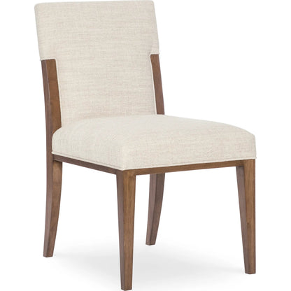 Eleana Dining Chair by Hooker Furniture in beige and light caramel, quartered walnut veneers. Made from wood, fabric in a transitional style.