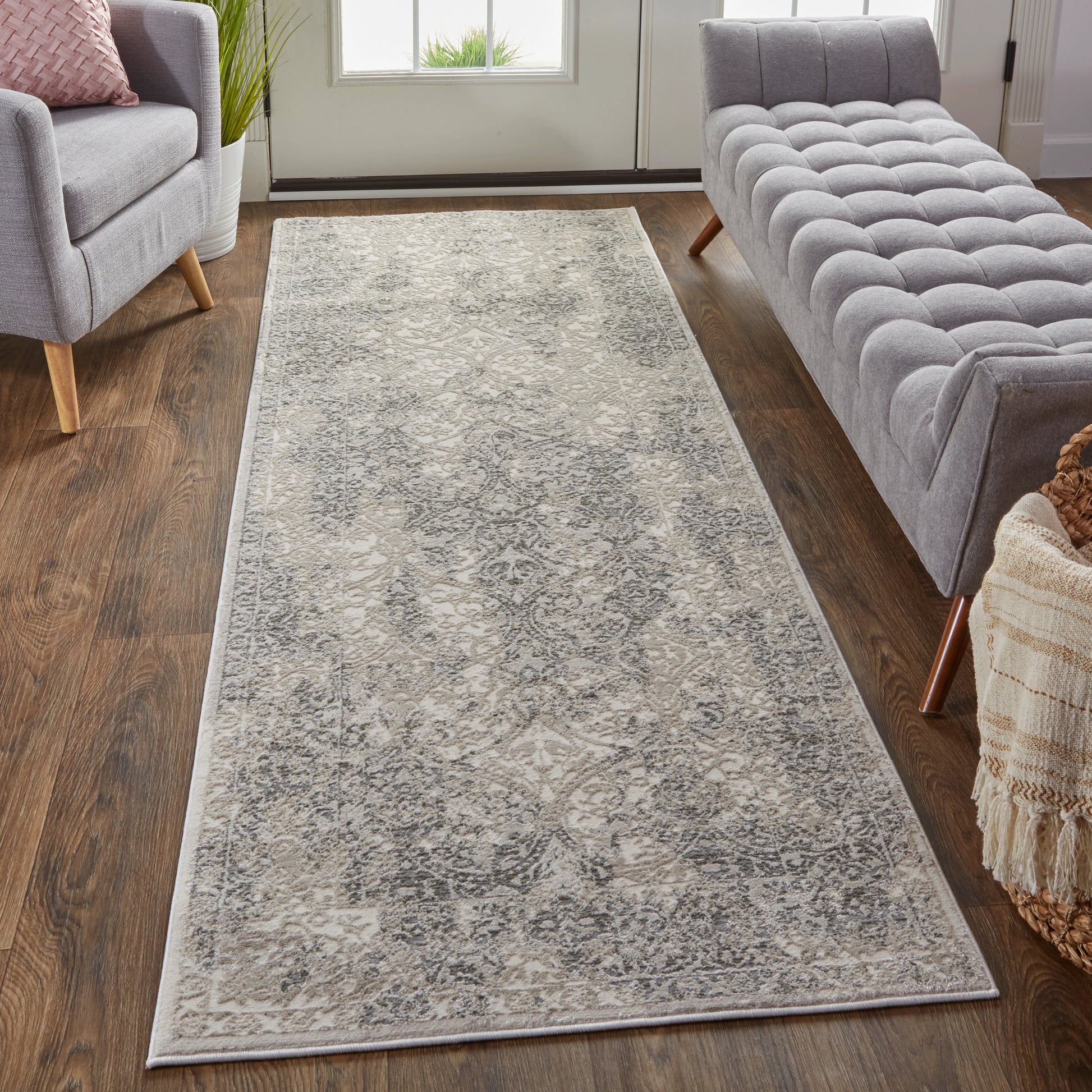Prasad Rug - 3682F by Feizy in ivory, gray, black. Made from polypropylene, polyester in a unique style.