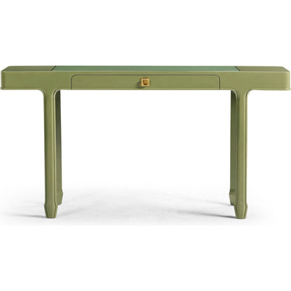 Polly Avo Rectangular Console Table by Jonathan Charles in dor green lacquer. Made from beech in a eclectic & global style.