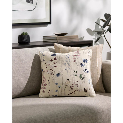 Painterly Florals Pillow - 498476 by Surya. Made from front: 100% cotton, back: 100% cotton in a cottage & farmhouse style.