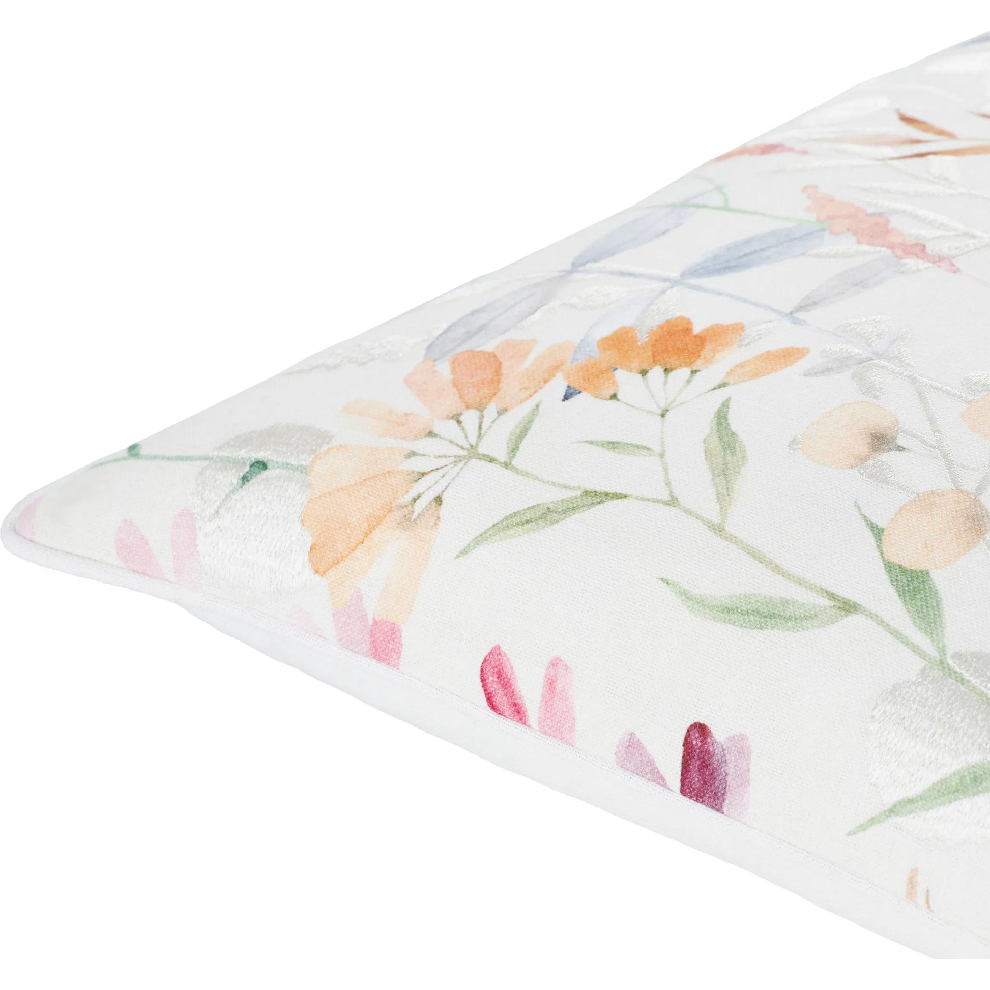 Painterly Florals 540917 Pillow by Surya in off-white, peach, sage, denim, dusty pink. Made from cotton in a modern style.