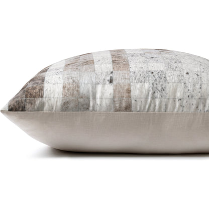 P0902 Pouf by Loloi in gray, multi. Made from 100% polyester in a rustic style.