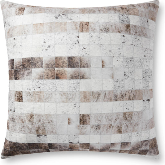 P0902 Pouf by Loloi in gray, multi. Made from 100% polyester in a rustic style.