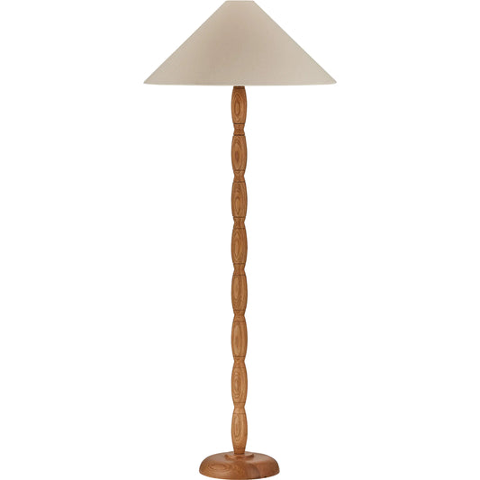 Parrish Floor Lamp by Troy in patina brass. Made from linen, wood in a unique style.