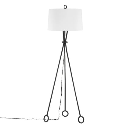 Santa Monica Floor Lamp by Troy in forged iron. Made from steel in a modern style.