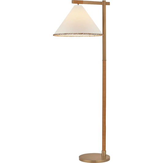 Stoney Floor Lamp by Troy in patina brass. Made from steel in a unique style.