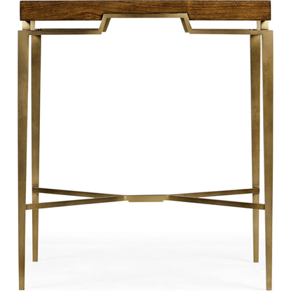 Toulouse Eggshell End Table by Jonathan Charles in plateado eggshell. Made from walnut quarter figured veneer in a modern style.