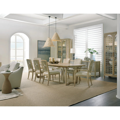 Surfrider Display Cabinet by Hooker Furniture in driftwood. Made from pecan veneers, puck light, metal, tempered glass, rope in a coastal style.
