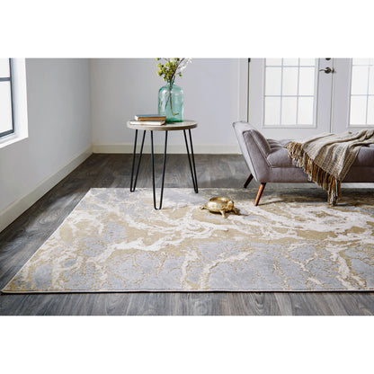 Aura Rug - 3563F by Feizy in ivory, silver, gold. Made from polyester, polypropylene in a unique style.
