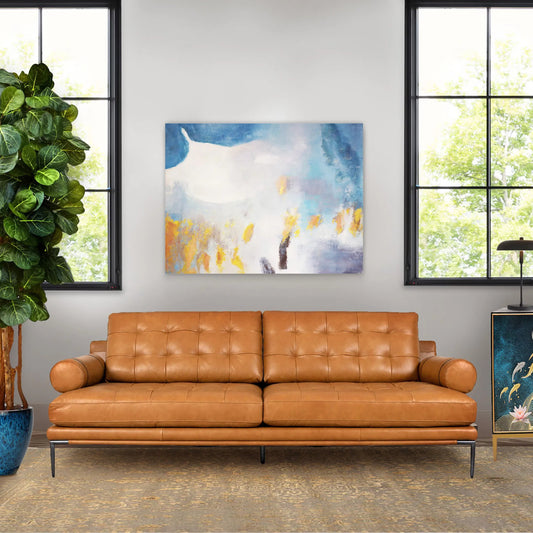 Prism — Handpainted Abstract Oil Painting on Canvas - PG-2252 by Pasargad Home in beige, blue. Made from canvas in a unique style.