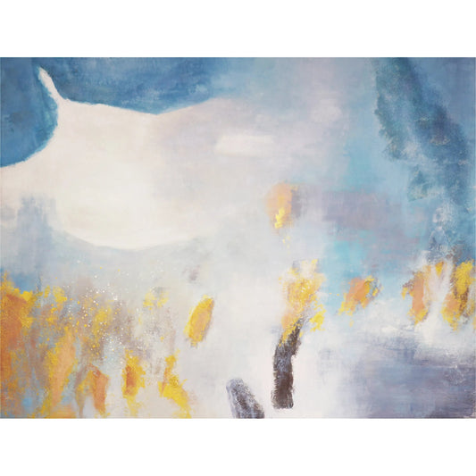 Prism — Handpainted Abstract Oil Painting on Canvas - PG-2252 by Pasargad Home in beige, blue. Made from canvas in a unique style.