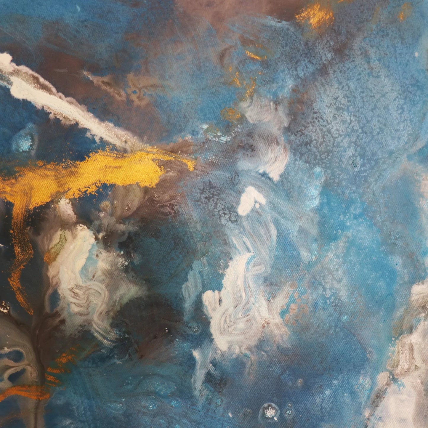 003 SI-2534676 | Closeup | Cerulean — Handpainted Abstract Oil Painting on Canvas - PG-2281 by Pasargad Home in multi, blue. Made from canvas in a unique style.