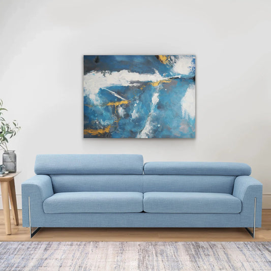 Cerulean — Handpainted Abstract Oil Painting on Canvas - PG-2281 by Pasargad Home in multi, blue. Made from canvas in a unique style.