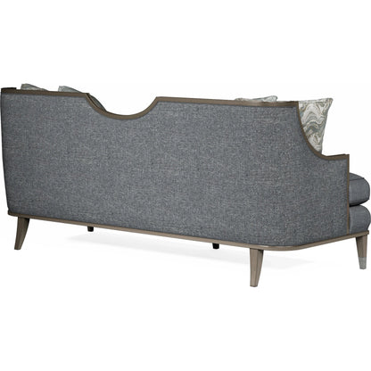 Harper Sofa by A.R.T. Furniture in blue and mica, lichen. Made from rubberwood solids, foam, fabric, metal in a traditional style.