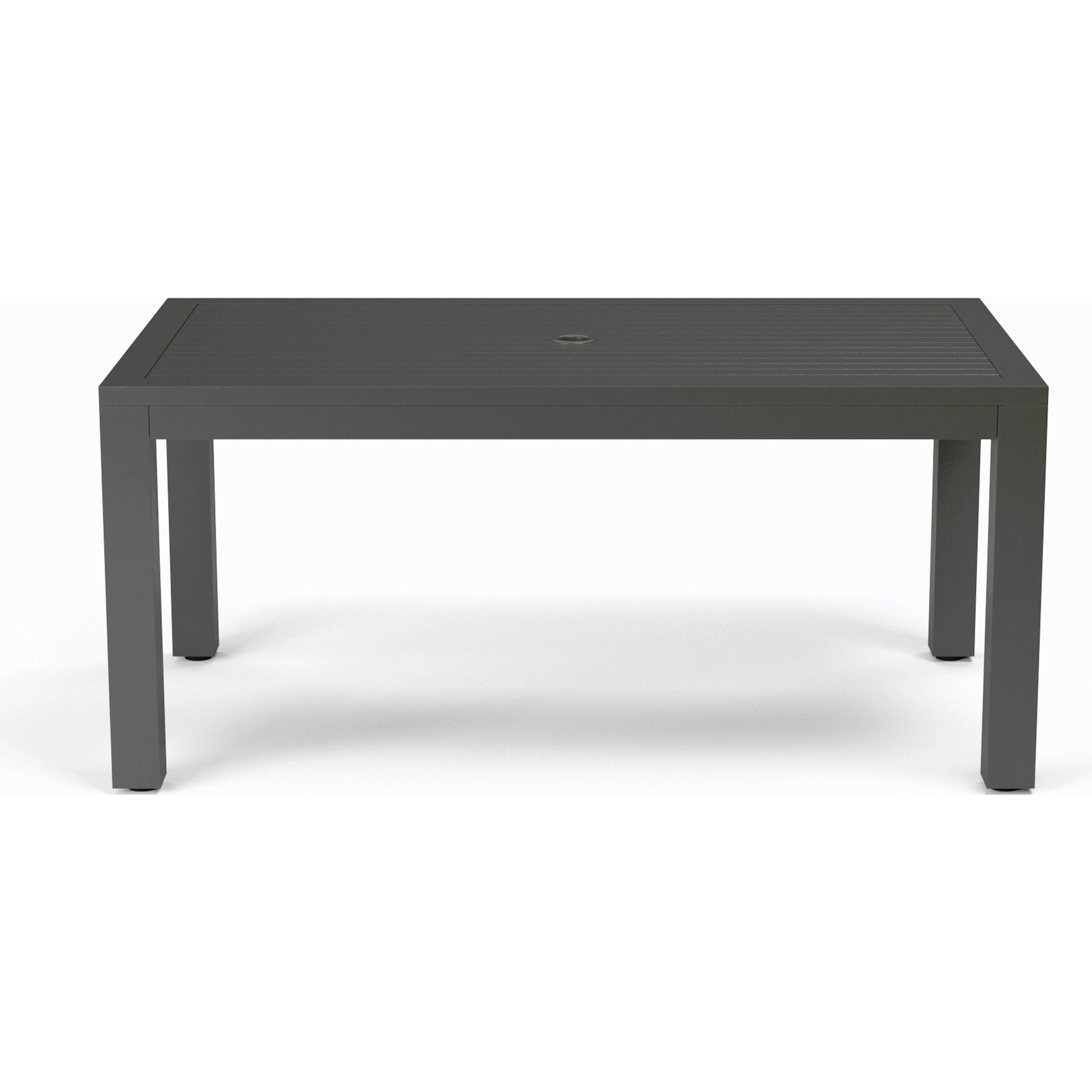 Vegas Outdoor Rectangular Dining Table by Sunset West in graphite. Made from aluminum in a modern style.