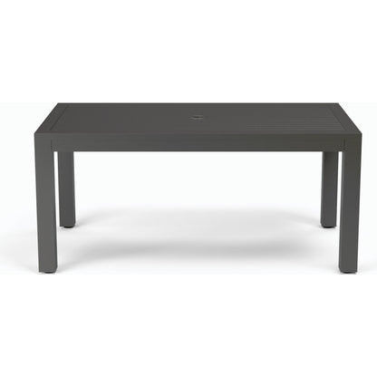 Vegas Outdoor Rectangular Dining Table by Sunset West in graphite. Made from aluminum in a modern style.