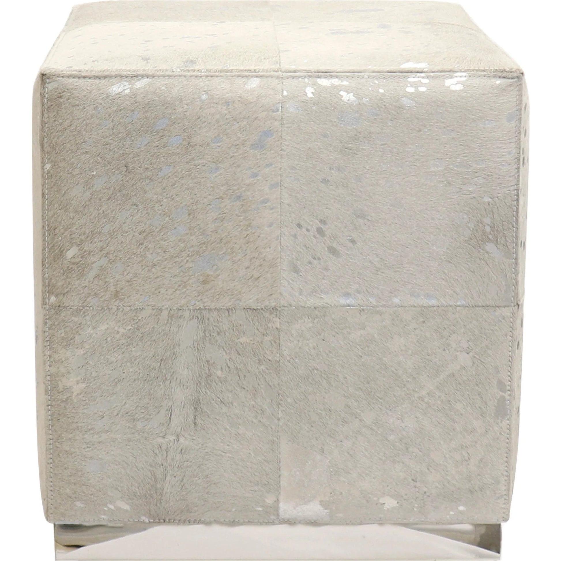 Safari Steel & Cowhide Ottoman - PGN-1305 by Pasargad Home in silver. Made from steel, cowhide in a unique style.