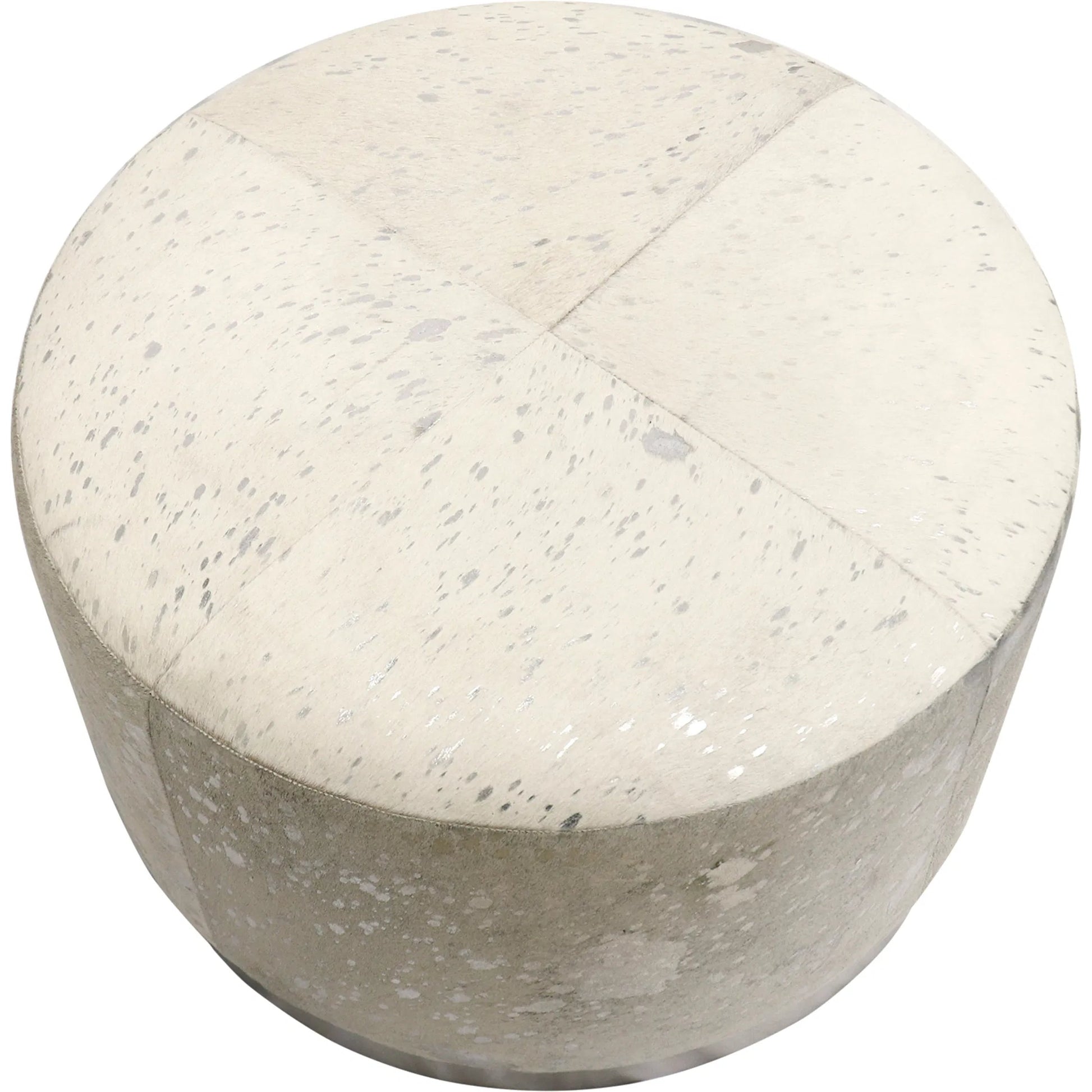 Safari Steel & Cowhide Ottoman - PGN-1318 by Pasargad Home in silver. Made from steel, cowhide in a unique style.
