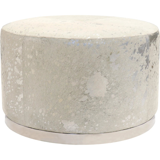Safari Steel & Cowhide Ottoman - PGN-1318 by Pasargad Home in silver. Made from steel, cowhide in a unique style.