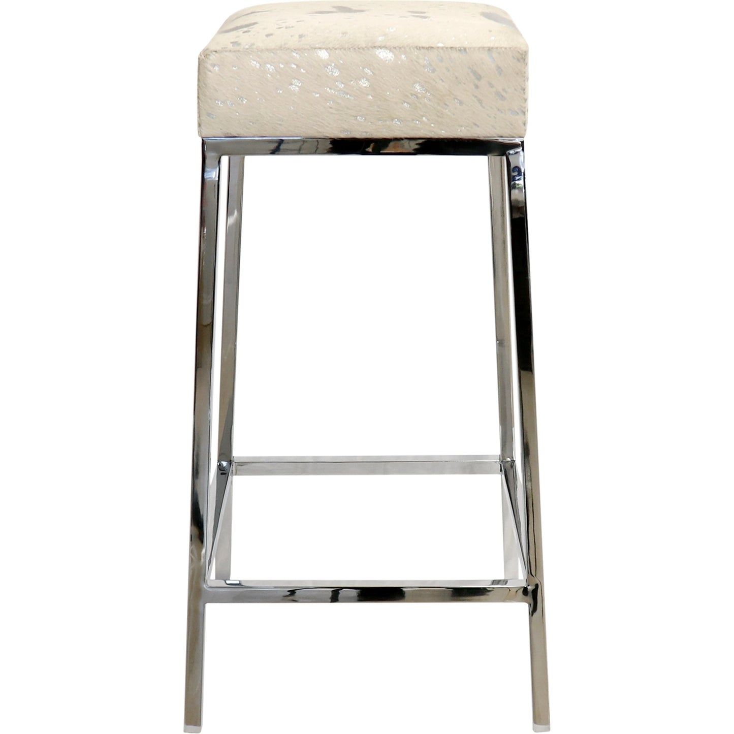 002 SI-2030366 | Additional Silo | Safari Cowhide Bar Stool by Pasargad Home in silver. Made from steel, cow h in a modern style.