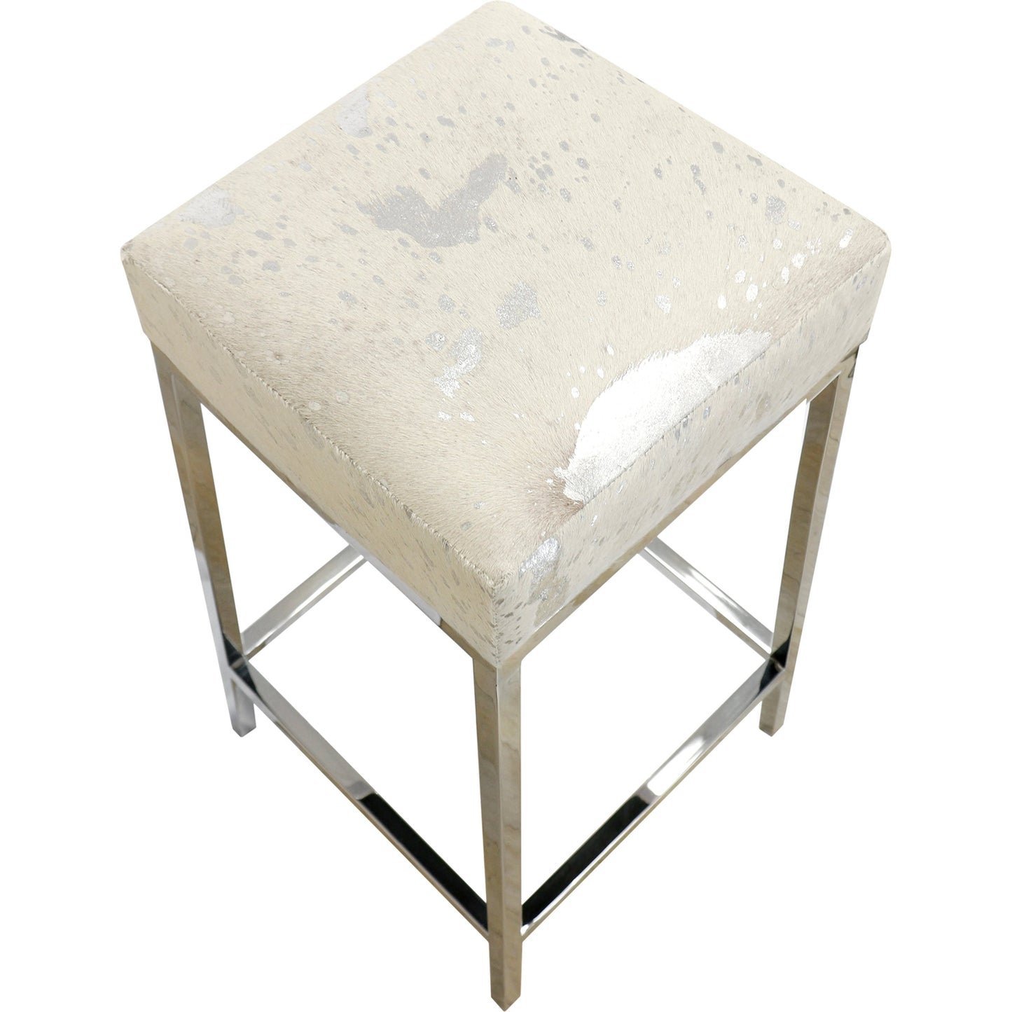 003 SI-2030366 | Additional Silo | Safari Cowhide Bar Stool by Pasargad Home in silver. Made from steel, cow h in a modern style.