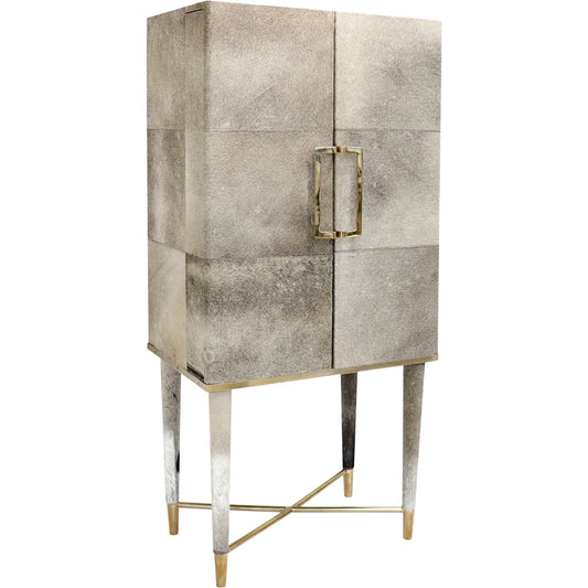 Safari Steel & Cowhide Cabinet - PGN-847 by Pasargad Home in gold, silver. Made from steel, cowhide in a unique style.
