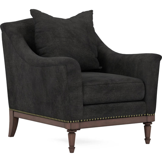 Magritte Accent Chair by A.R.T. Furniture in charcoal and napa mahogany. Made from rubberwood solids, foam, fabric, metal in a unique style.