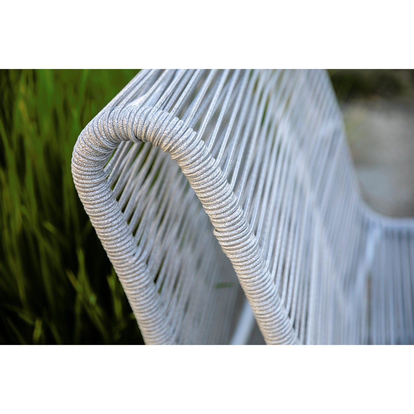 015 SI-2167074 | Closeup | Milano Outdoor Armless Club Chair by Sunset West. Made from olefin rope in a coastal style.