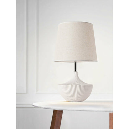 Jade Table Lamp by Pasargad Home in white. Made from metal, ceramic in a modern style.