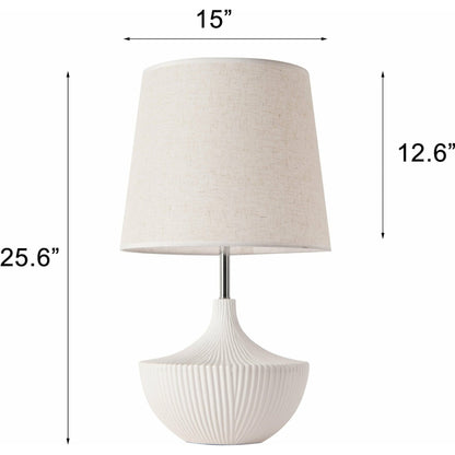 Jade Table Lamp by Pasargad Home in white. Made from metal, ceramic in a modern style.