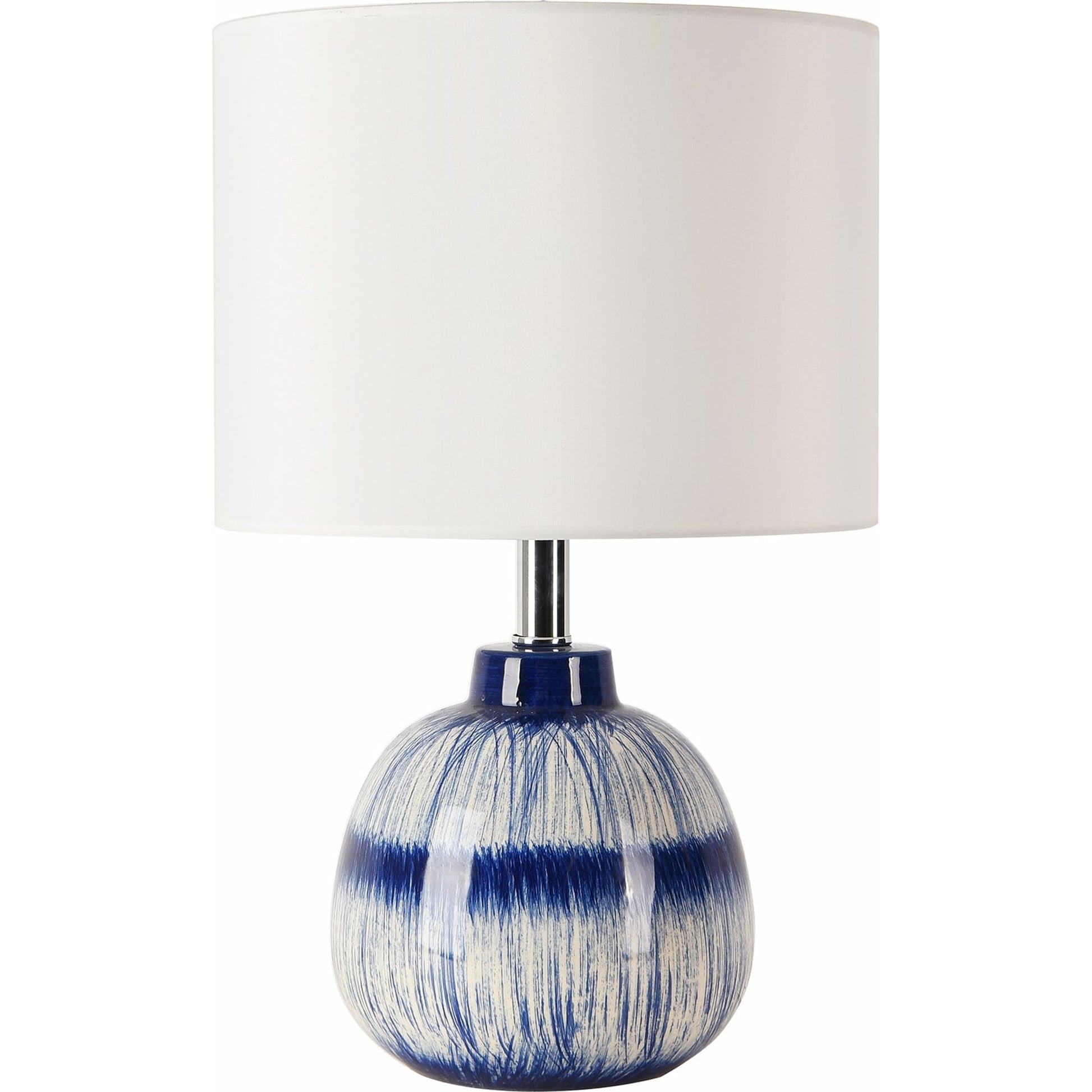 Joshua Table Lamp by Pasargad Home in white, blue. Made from metal, ceramic in a transitional style.