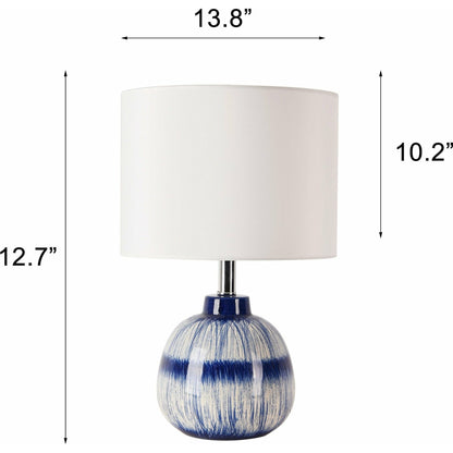 Joshua Table Lamp by Pasargad Home in white, blue. Made from metal, ceramic in a transitional style.