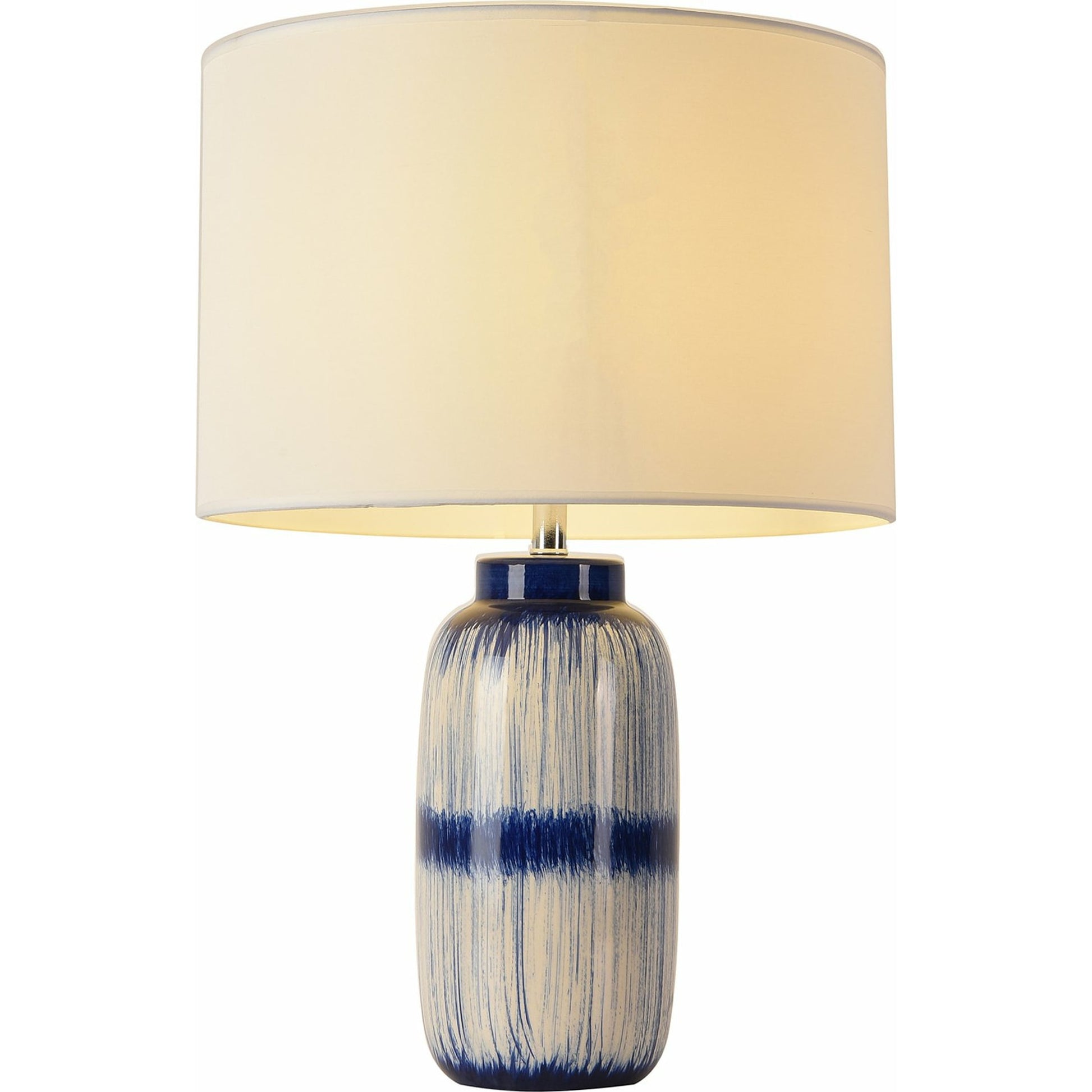 Garcia Table Lamp by Pasargad Home in white, blue. Made from metal, ceramic in a transitional style.