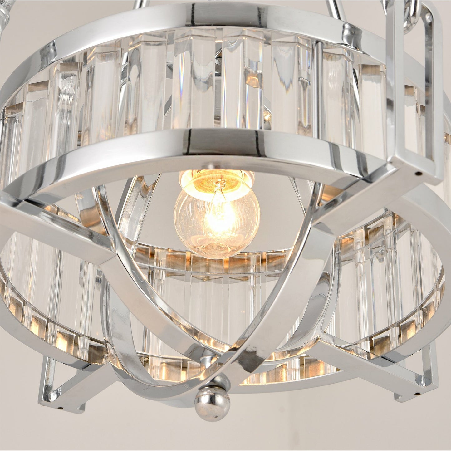 005 SI-1834213 | Closeup | Bistro Pendant by Pasargad Home in silver. Made from metal, glass in a modern style.