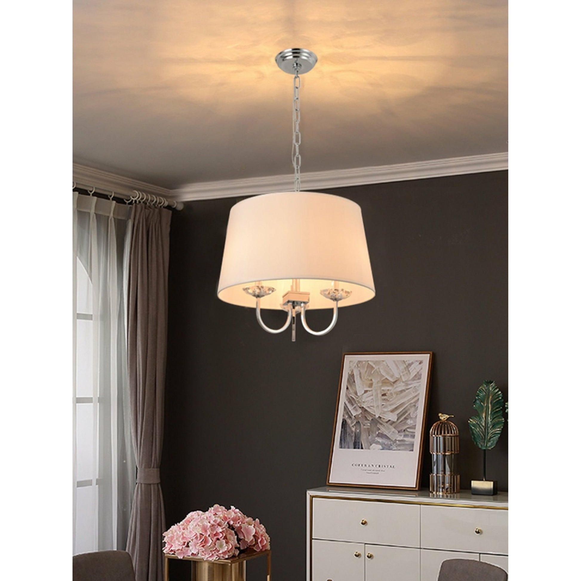 Azure Chandelier by Pasargad Home in silver. Made from metal, glass in a traditional style.