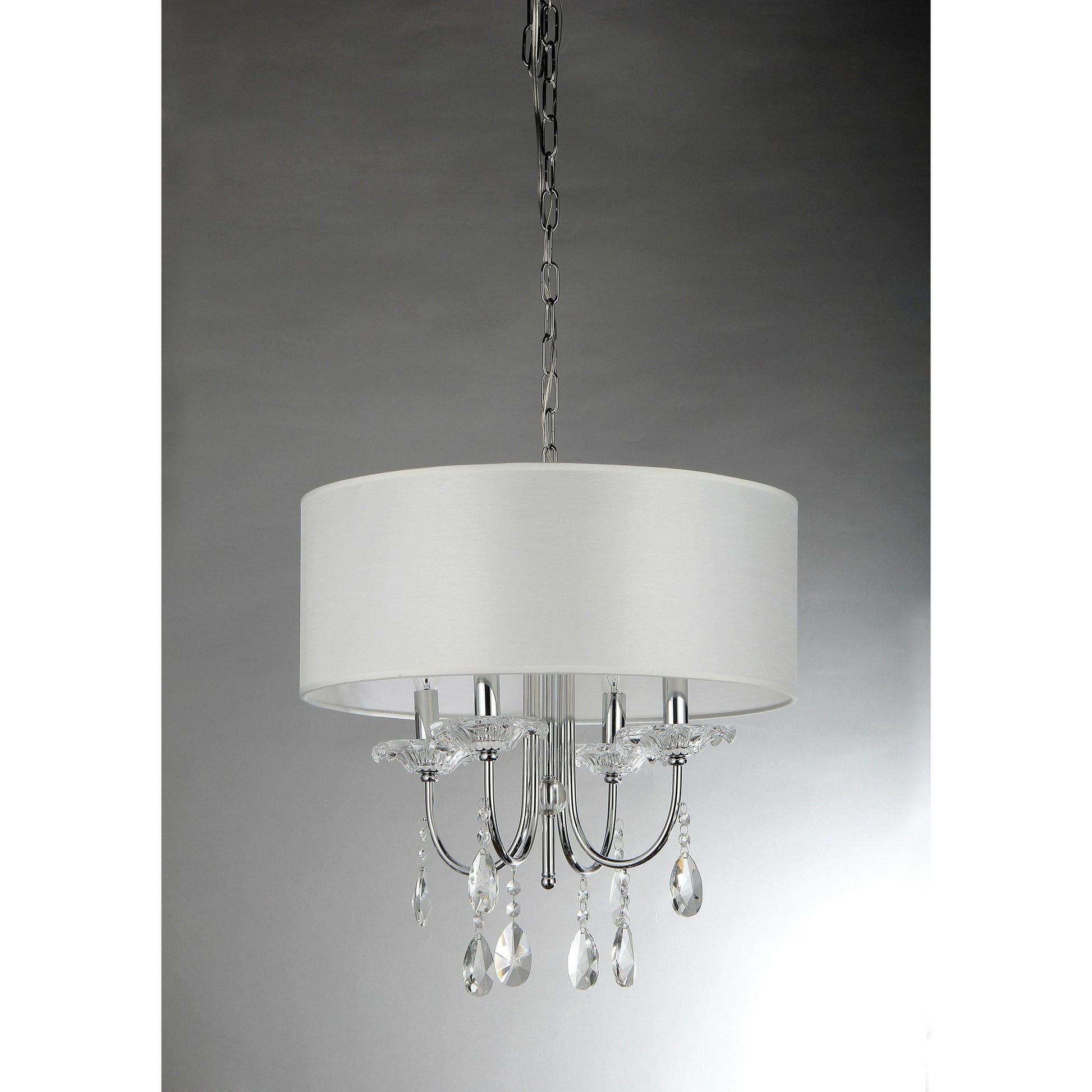 Bizet Chandelier by Pasargad Home in silver. Made from metal, cystal in a transitional style.