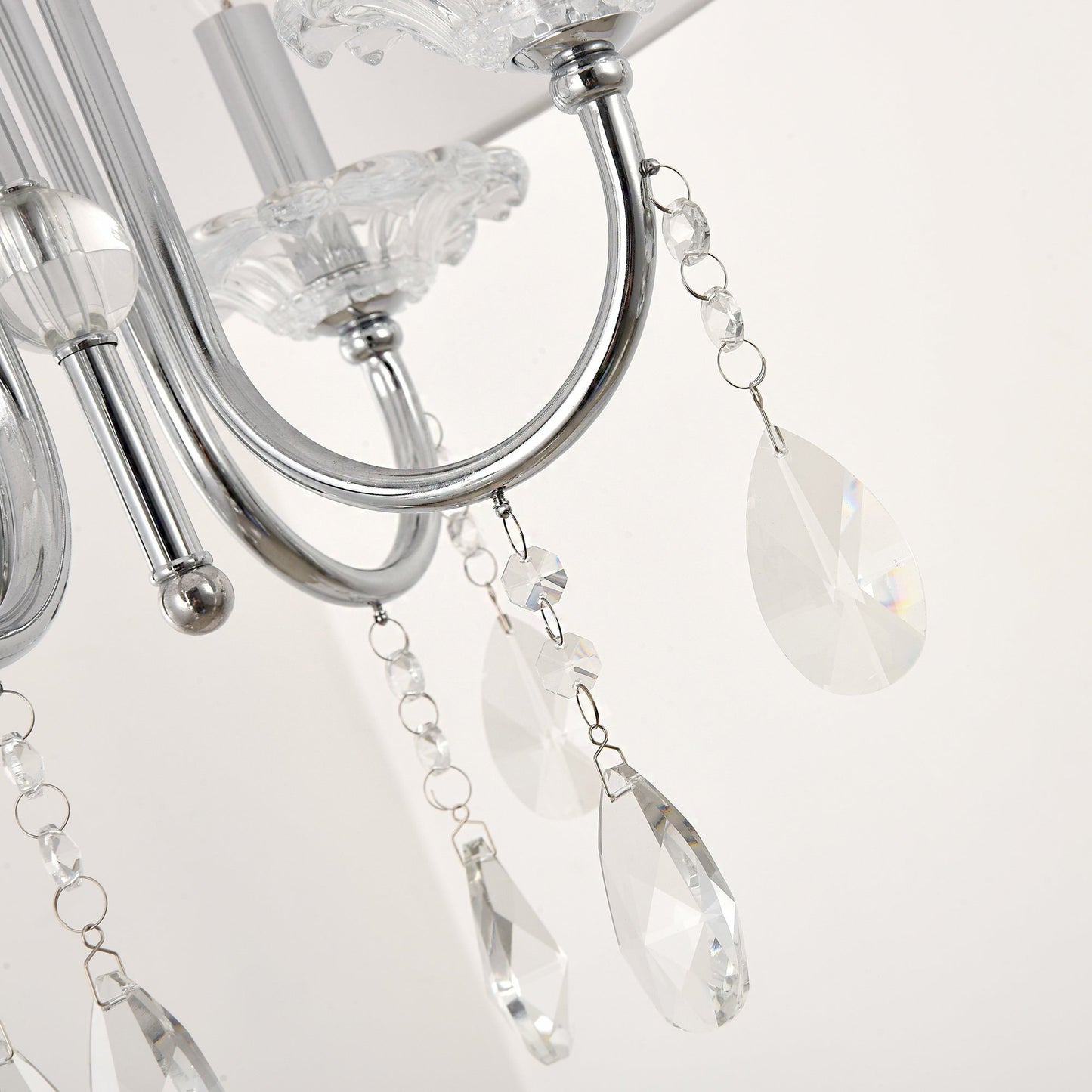 004 SI-1834214 | Closeup | Bizet Chandelier by Pasargad Home in silver. Made from metal, cystal in a transitional style.