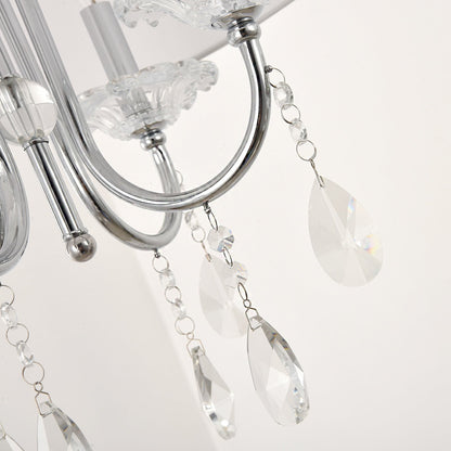 Bizet Chandelier by Pasargad Home in silver. Made from metal, cystal in a transitional style.