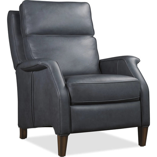 Wrenn Power Recliner with Power Headrest by Hooker Furniture in dark wood. Made from leather in a traditional style.