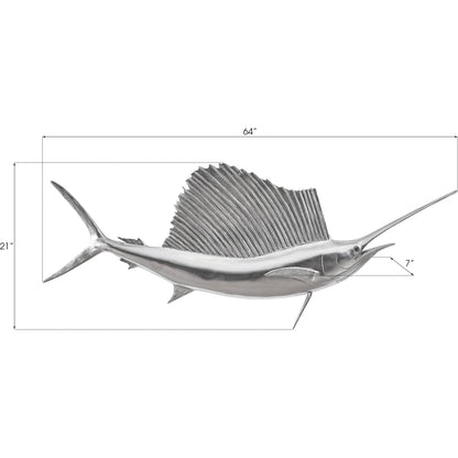 Sail Fish Wall Sculpture by Phillips Collection. Made from resin in a coastal style.
