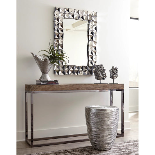 Divot Mirror by Phillips Collection in silver and silver. Made from resin metal, stainless steel in a eclectic & global style.