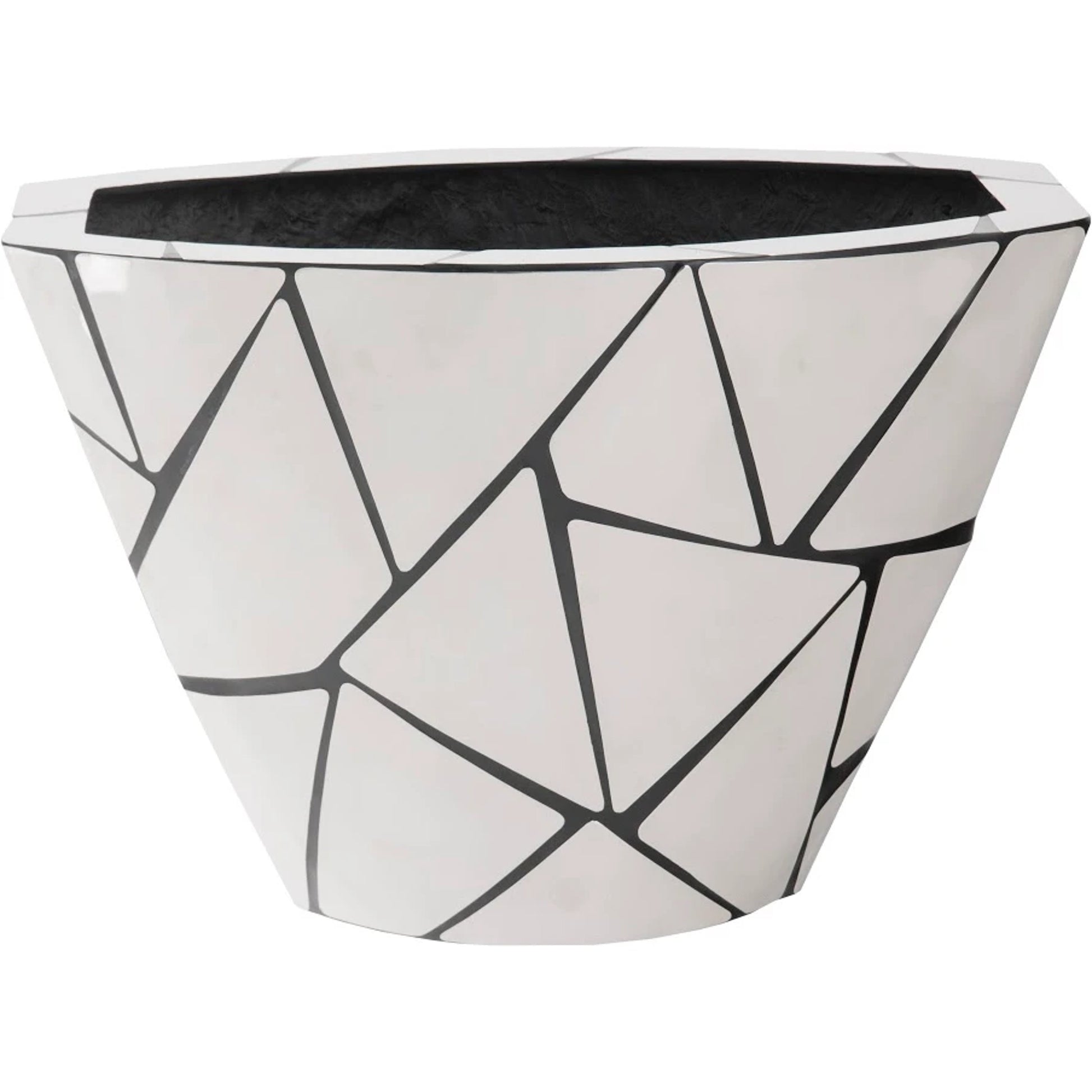 Triangle Crazy Cut Planter by Phillips Collection in silver and stainless steel. Made from resin metal, stainless steel in a modern style.